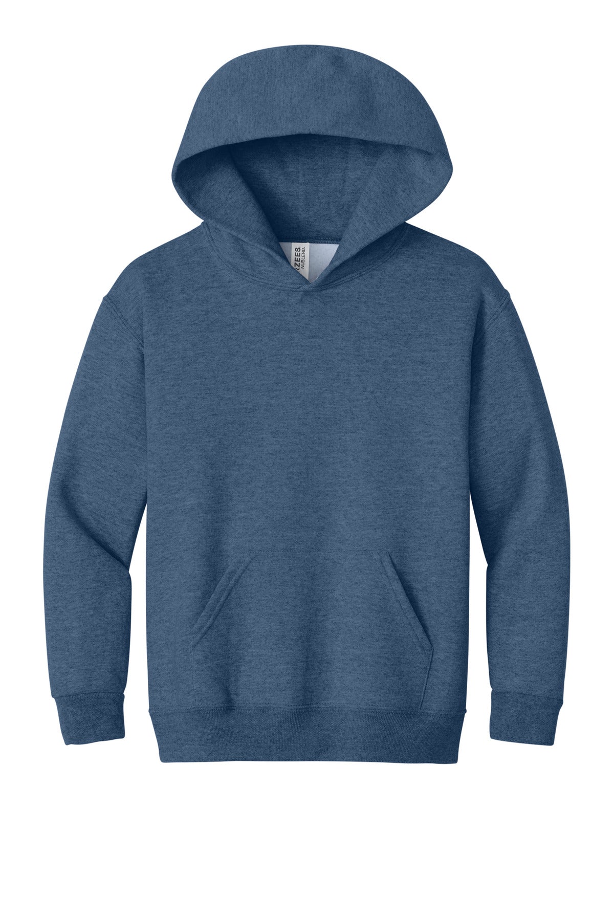 Front View of VtgHtrBl Jerzees - Youth NuBlend Pullover Hooded Sweatshirt. 996Y plain