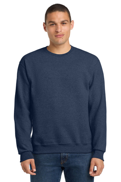 Front View of VtgHtrNavy Jerzees - NuBlend Crewneck Sweatshirt. 562M plain