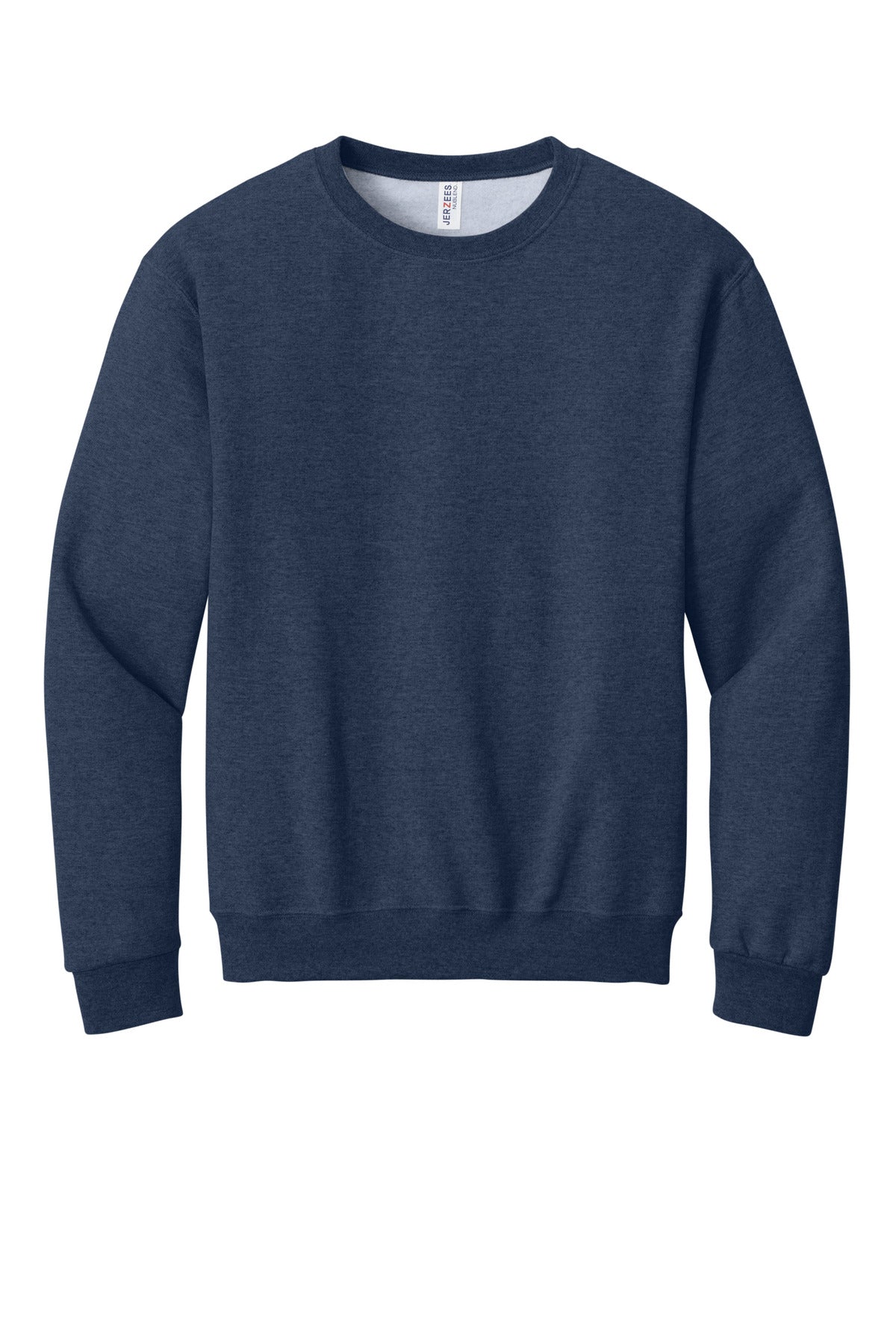 Front View of VtgHtrNavy Jerzees - NuBlend Crewneck Sweatshirt. 562M plain