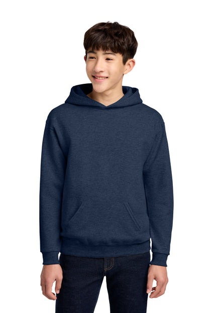 Front View of VtgHtrNavy Jerzees - Youth NuBlend Pullover Hooded Sweatshirt. 996Y plain