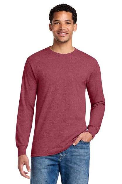 Front View of VtgHtrRed Jerzees - Dri-Power 50/50 Cotton/Poly Long Sleeve T-Shirt. 29LS plain