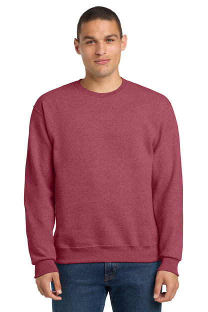 Front View of VtgHtrRed Jerzees - NuBlend Crewneck Sweatshirt. 562M plain