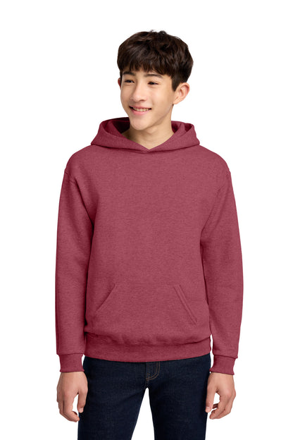 Front View of VtgHtrRed Jerzees - Youth NuBlend Pullover Hooded Sweatshirt. 996Y plain