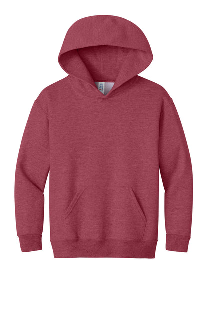 Front View of VtgHtrRed Jerzees - Youth NuBlend Pullover Hooded Sweatshirt. 996Y plain