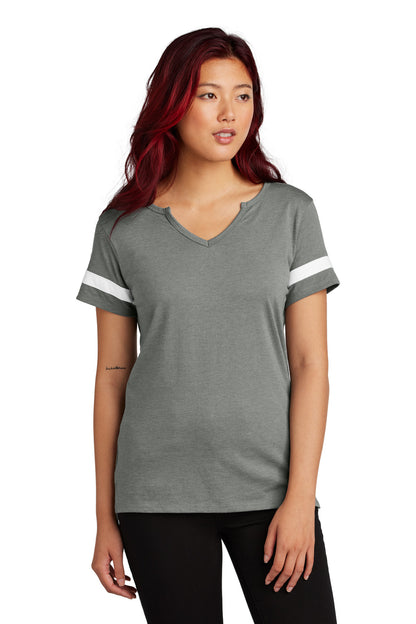 Front View of VtgH/White Sport-Tek Women's Halftime Notch Neck Tee LST6041 plain