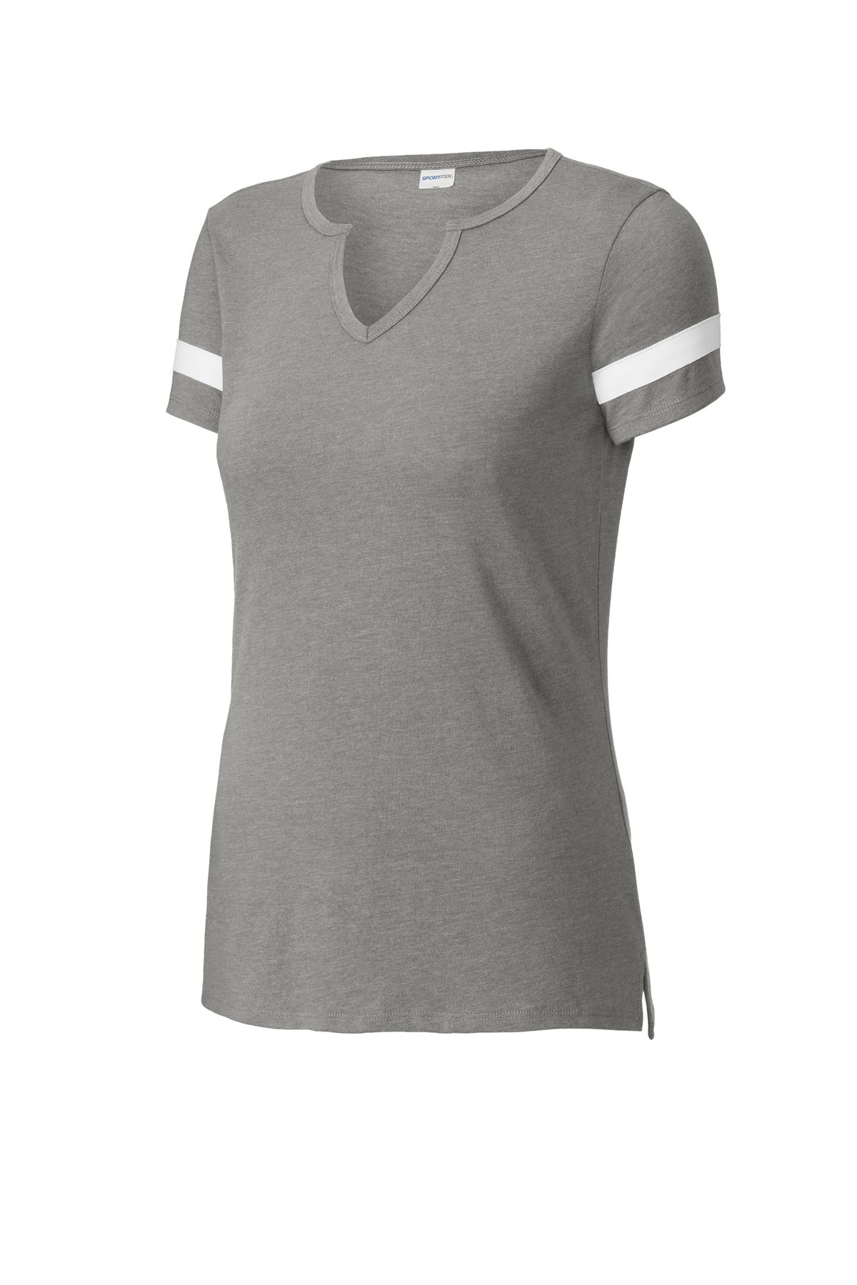 Front View of VtgH/White Sport-Tek Women's Halftime Notch Neck Tee LST6041 plain