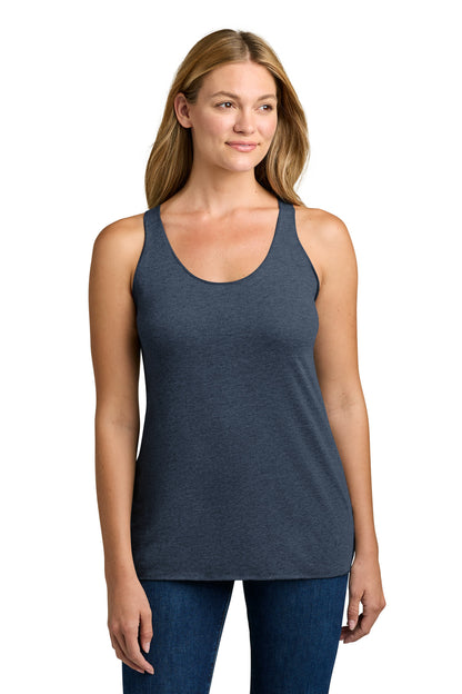 Front View of VtgNavy Next Level Apparel Women's Tri-Blend Racerback Tank. NL6733 plain
