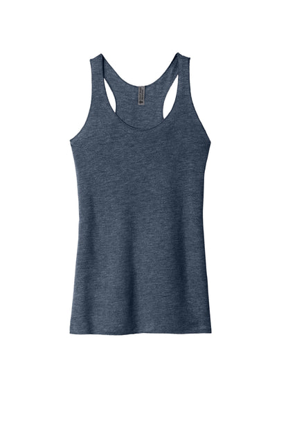 Front View of VtgNavy Next Level Apparel Women's Tri-Blend Racerback Tank. NL6733 plain
