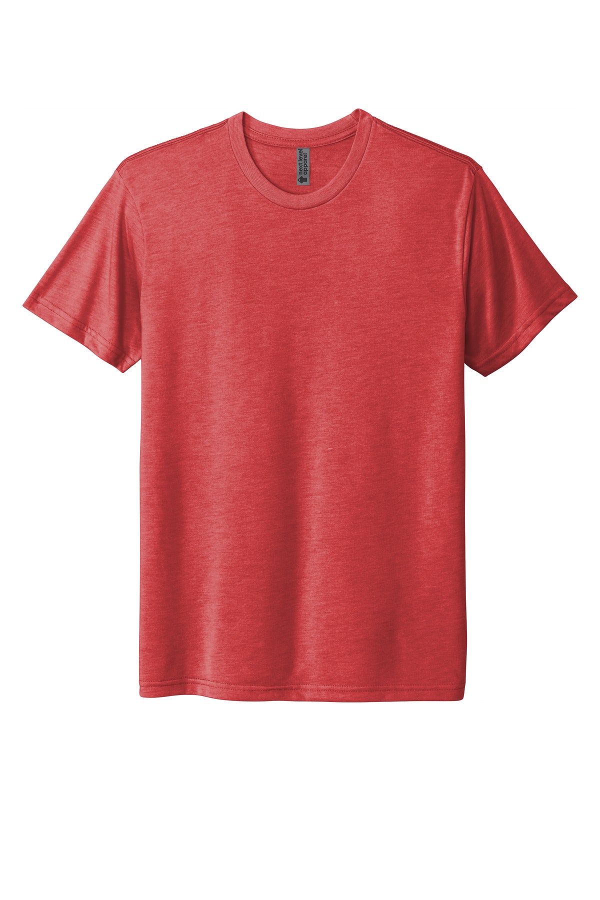 Front View of VtgRed Next Level Apparel Adult Tri-Blend Tee. NL6010 plain