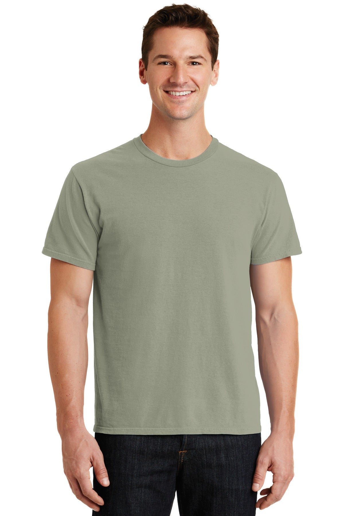 Front View of Walnut Port & Co Beach Wash Garment-Dyed Tee. PC099 plain