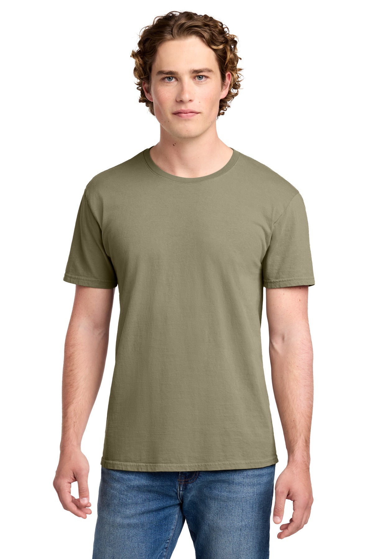 Front View of Walnut Port & Co Beach Wash Garment-Dyed Tee. PC099 plain