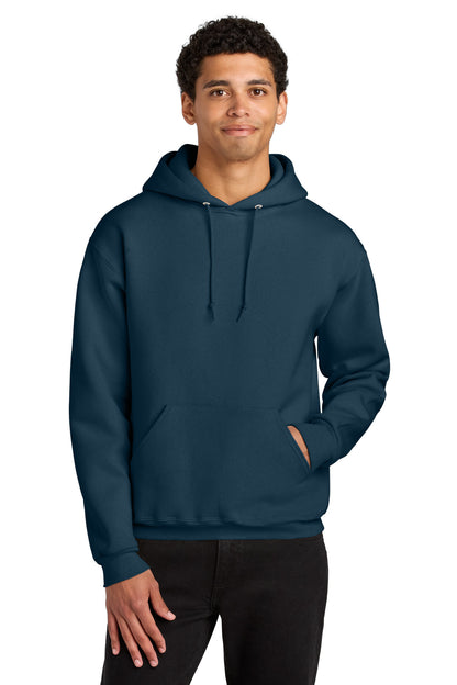 Front View of WashedNavy Jerzees Rugged Unisex Hooded Sweatshirt H12M plain