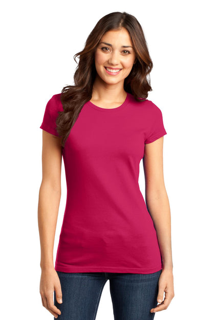 Front View of Watermelon District Women's Fitted Very Important Tee . DT6001 plain