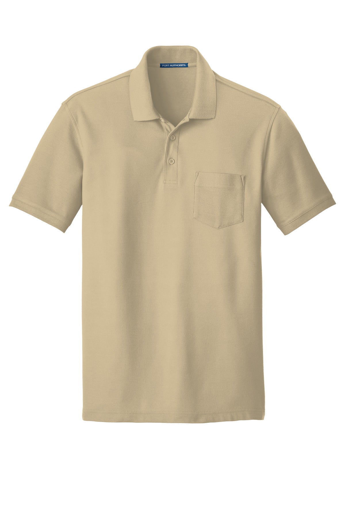 Front View of Wheat Port Authority Core Classic Pique Pocket Polo. K100P plain