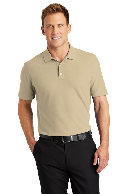 Front View of Wheat Port Authority Core Classic Pique Polo. K100 plain