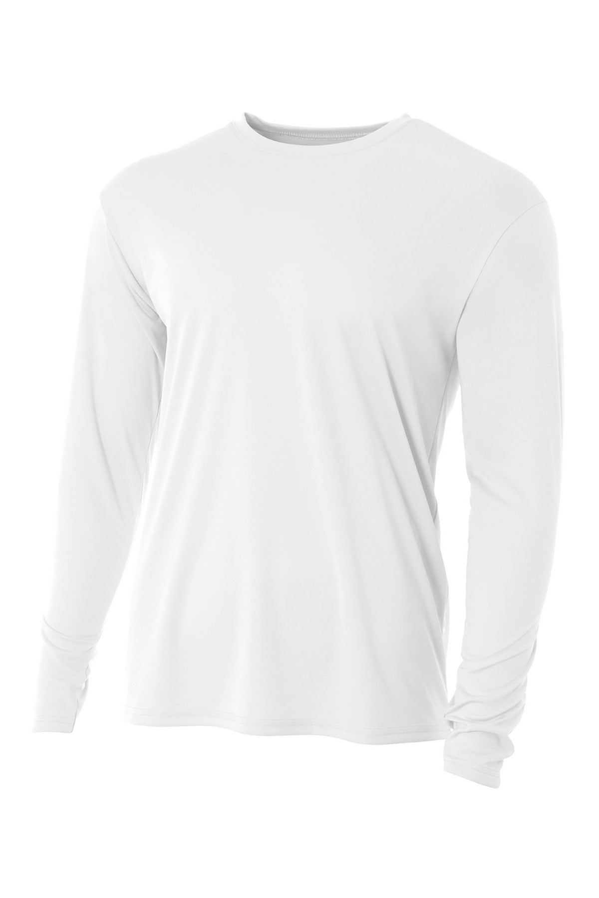 Front View of White A4 Cooling Performance Long Sleeve Tee A4N3165 plain