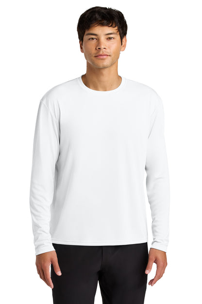 Front View of White A4 Cooling Performance Long Sleeve Tee A4N3165 plain