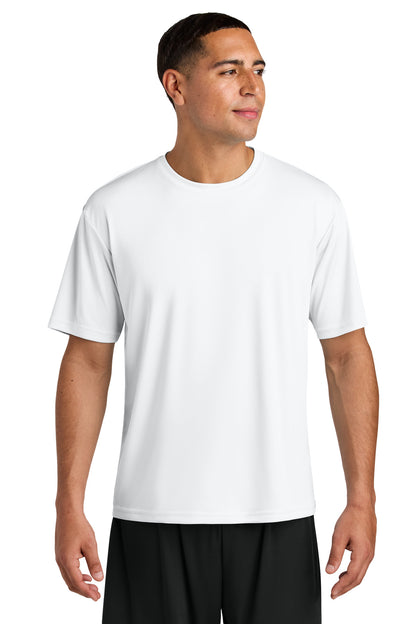 Front View of White A4 Cooling Performance Short Sleeve Tee A4N3142 plain