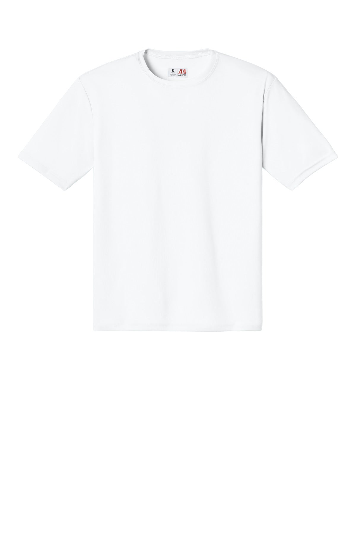 Front View of White A4 Cooling Performance Short Sleeve Tee A4N3142 plain