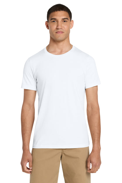 Front View of White BELLA+CANVAS Unisex Jersey Short Sleeve Tee. BC3001 plain