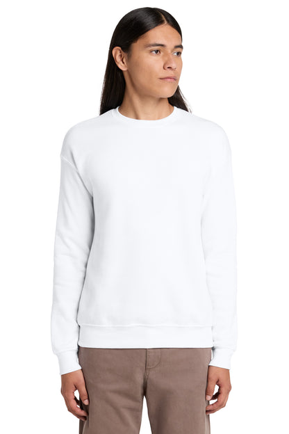 Front View of White BELLA+CANVAS Unisex Sponge Fleece Drop Shoulder Sweatshirt. BC3945 plain