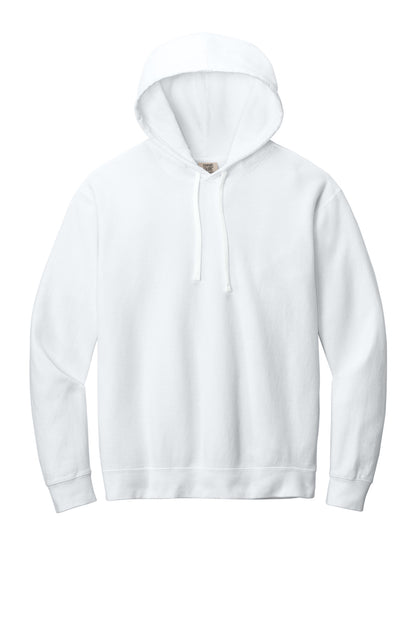 Front View of White Comfort Colors Lightweight Hooded Sweatshirt 1467 plain