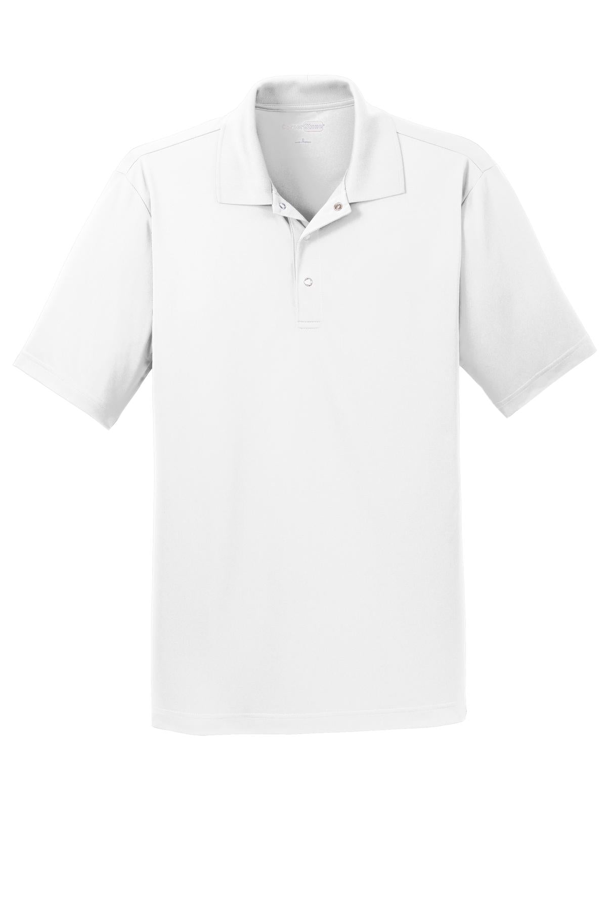 Front View of White CornerStone Micropique Gripper Polo. CS421 plain