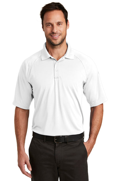 Front View of White CornerStone Select Lightweight Snag-Proof Tactical Polo. CS420 plain