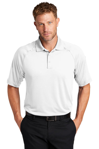 Front View of White CornerStone Select Lightweight Snag-Proof Tactical Polo. CS420 plain