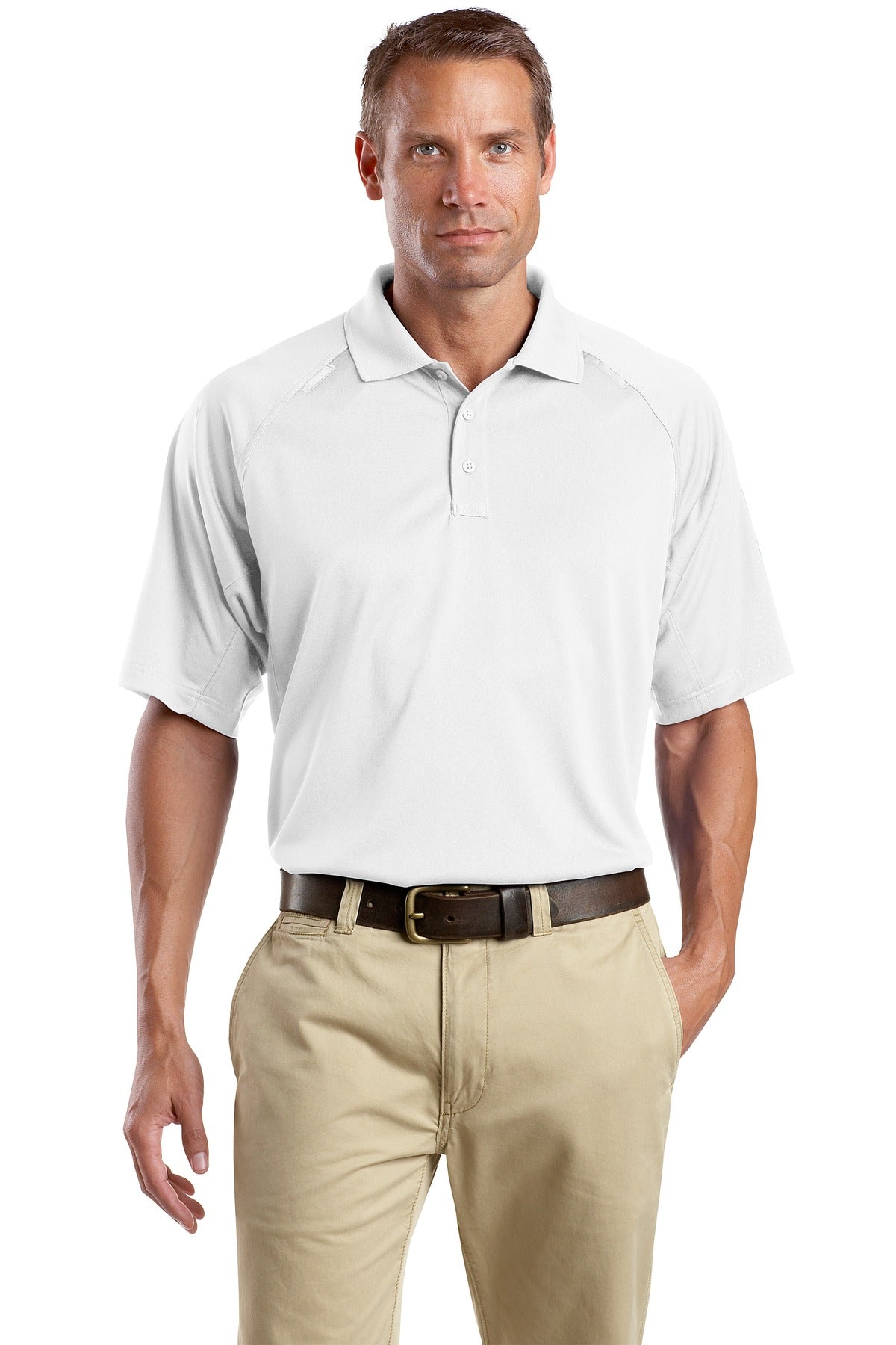Front View of White CornerStone - Select Snag-Proof Tactical Polo. CS410 plain