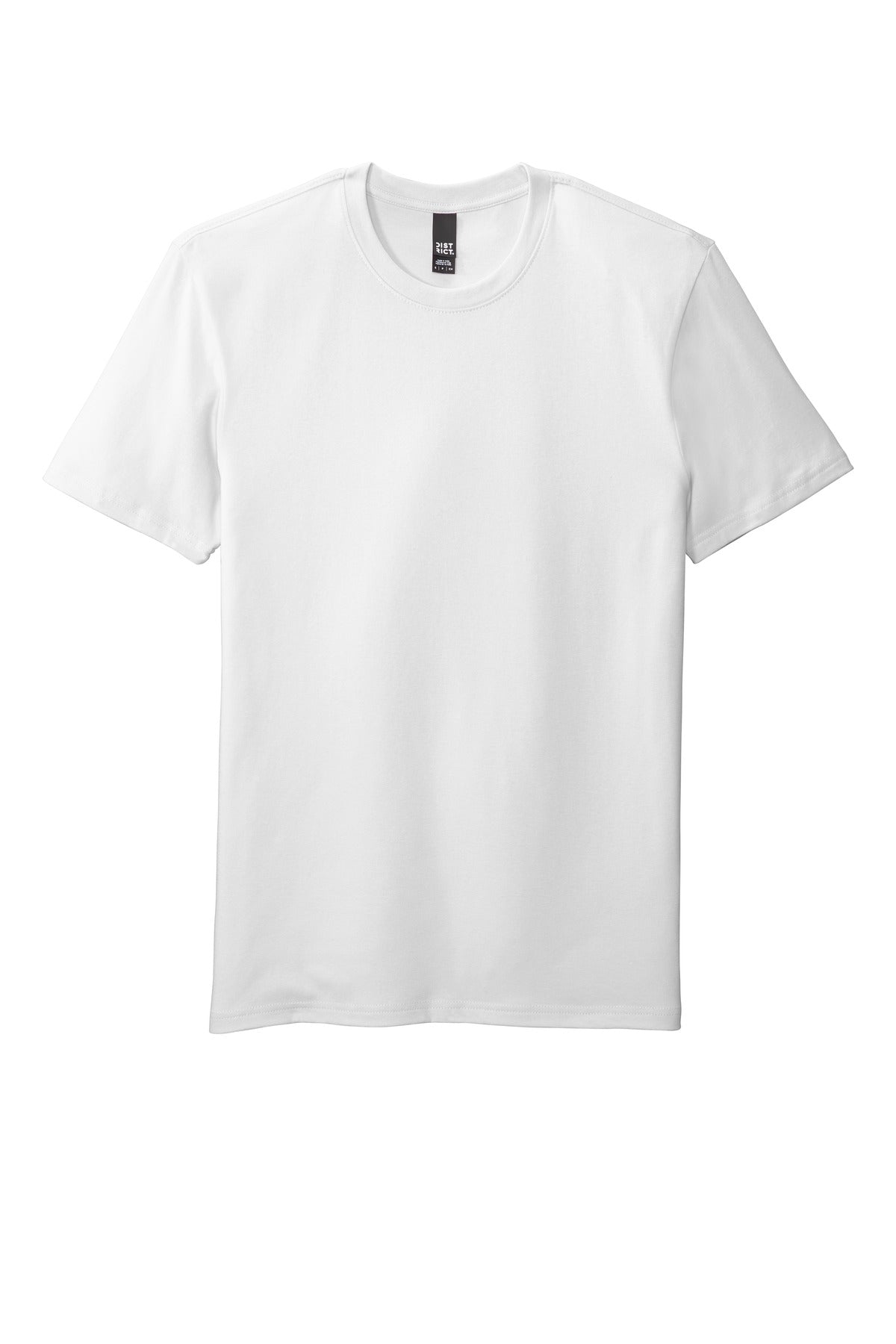 Front View of White District Flex Tee DT7500 plain