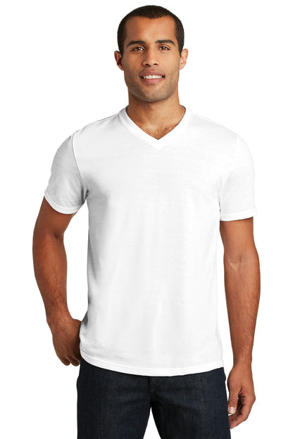 Front View of White District Perfect Tri V-Neck Tee. DT1350 plain