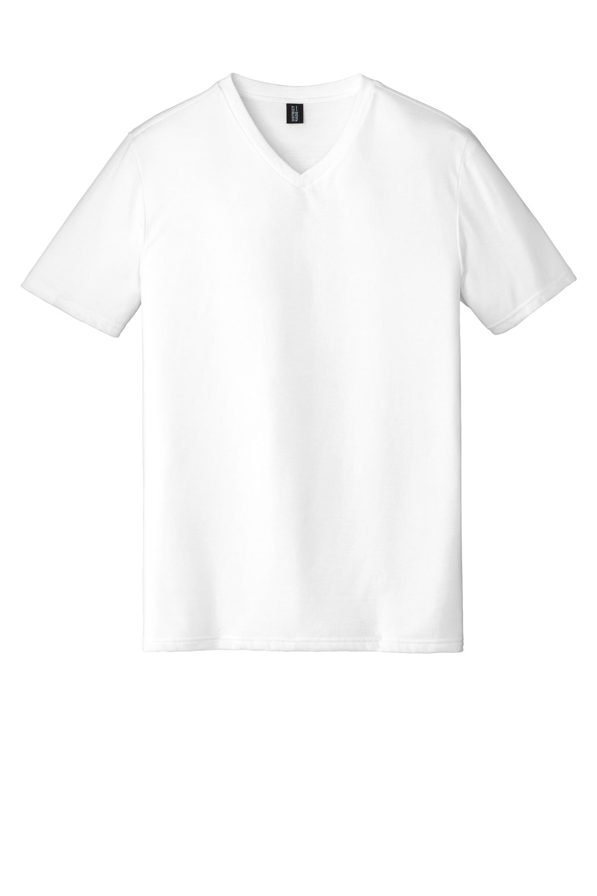 Front View of White District Perfect Tri V-Neck Tee. DT1350 plain