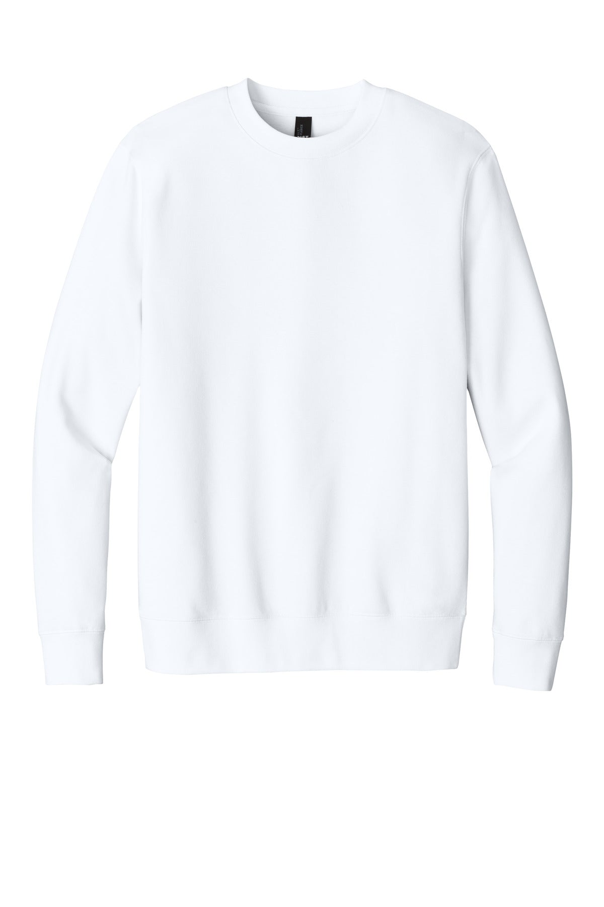 Front View of White District V.I.T. Fleece Crew DT6104 plain