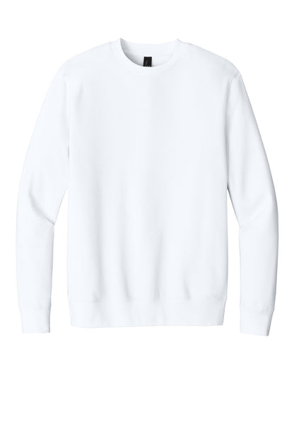 Front View of White District V.I.T. Fleece Crew DT6104 plain