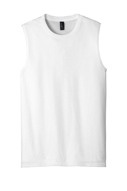 Front View of White District V.I.T Muscle Tank DT6300 plain