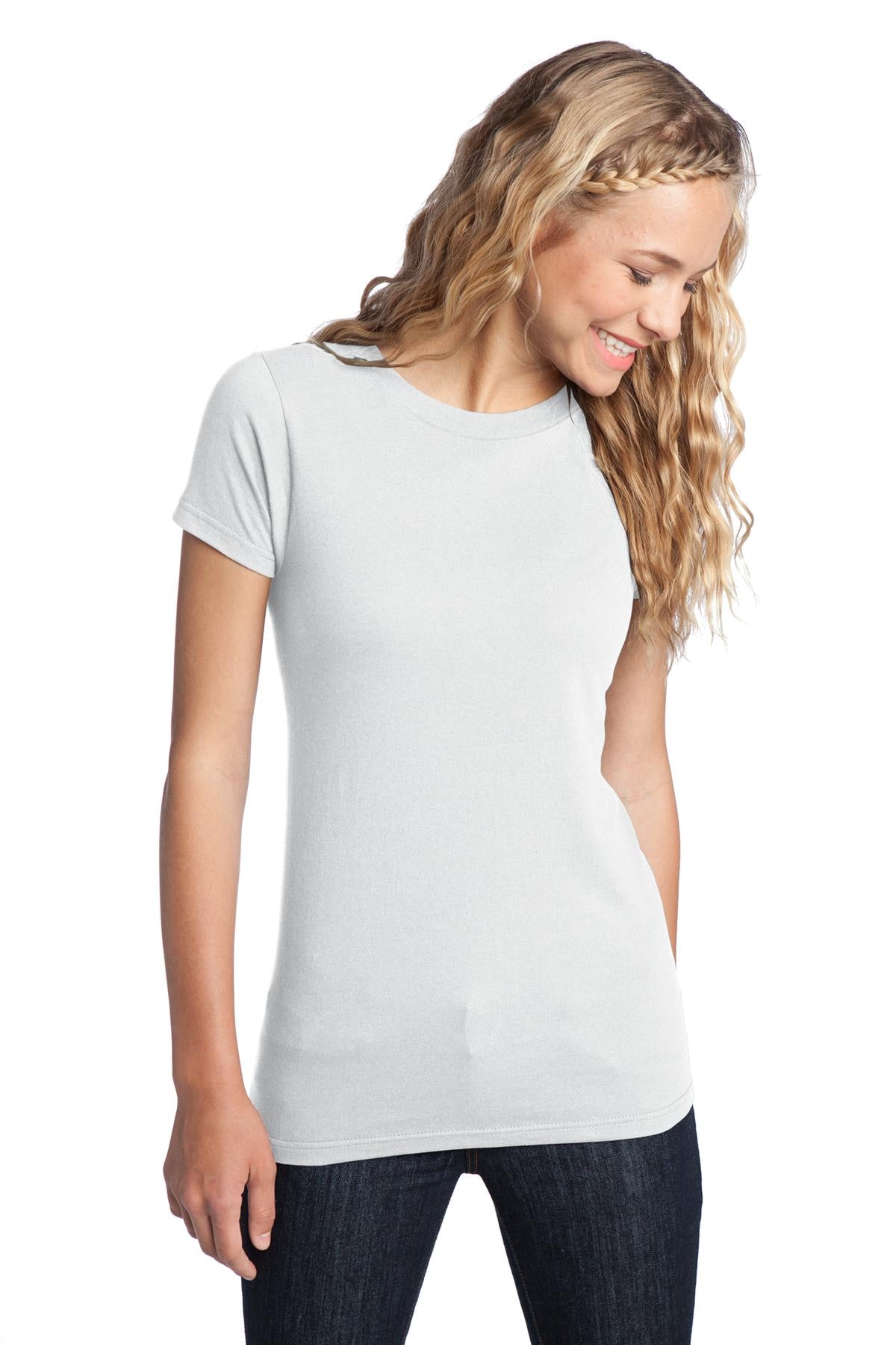 Front View of White District Women's Fitted The Concert Tee DT5001 plain