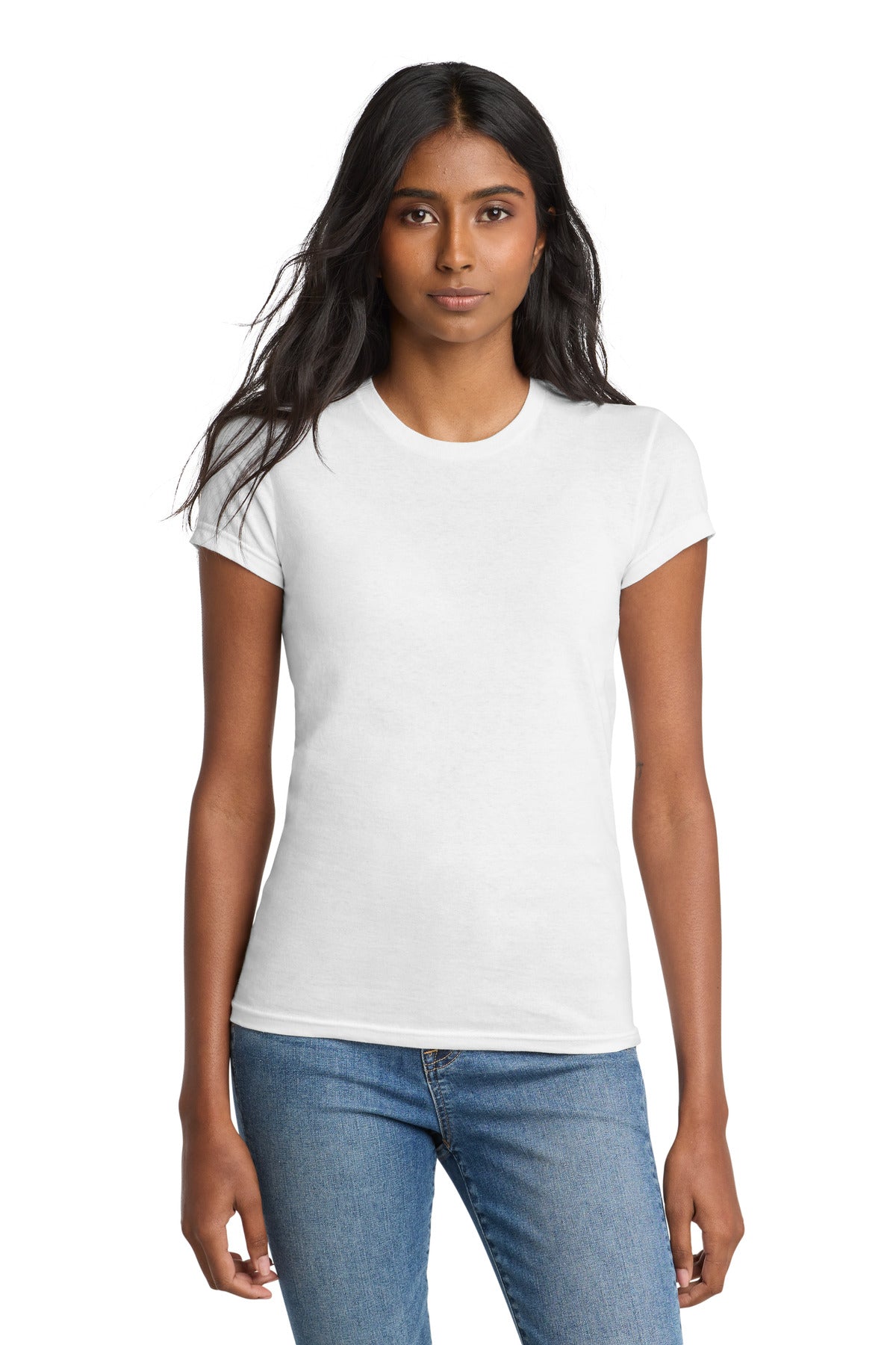 Front View of White District Women's Fitted The Concert Tee DT5001 plain