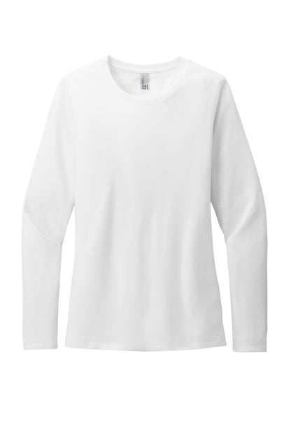 Front View of White District Women's Perfect Blend CVC Long Sleeve Tee DT110 plain