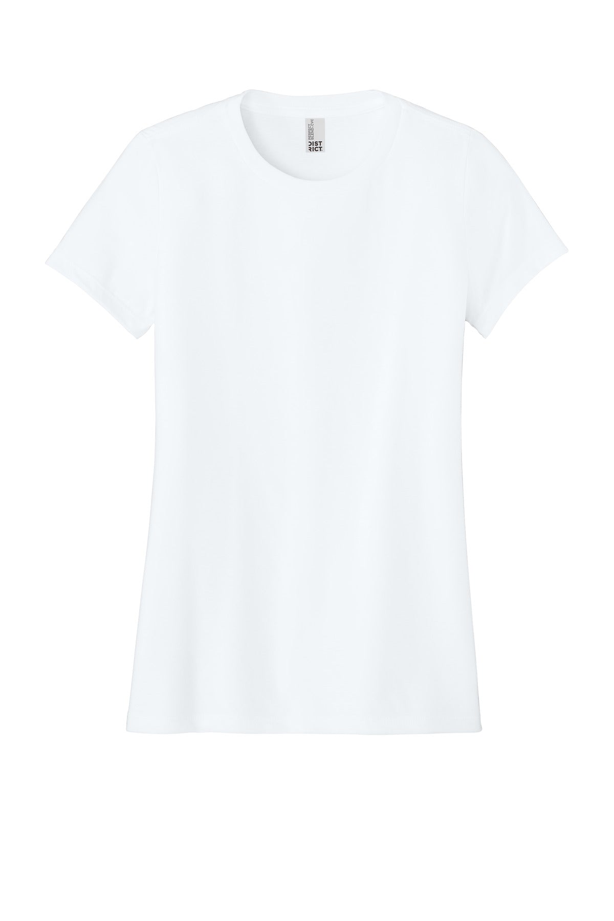 Front View of White District Women's Perfect Blend CVC Tee. DM108L plain