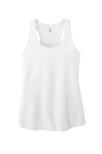 Front View of White District Women's V.I.T. Racerback Tank DT6302 plain