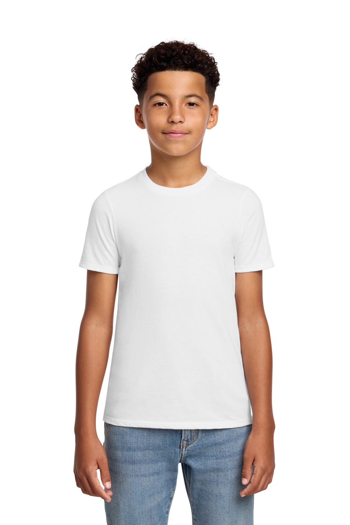 Front View of White District Youth Perfect Blend CVC Tee DT108Y plain