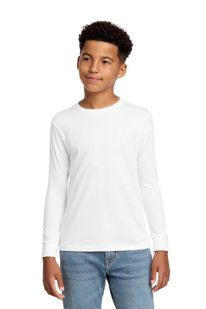 Front View of White District Youth Perfect Tri Long Sleeve Tee DT132Y plain