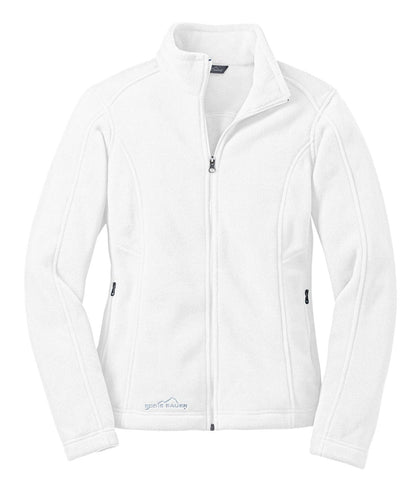 Front View of White Eddie Bauer - Women's Full-Zip Fleece Jacket. EB201 plain