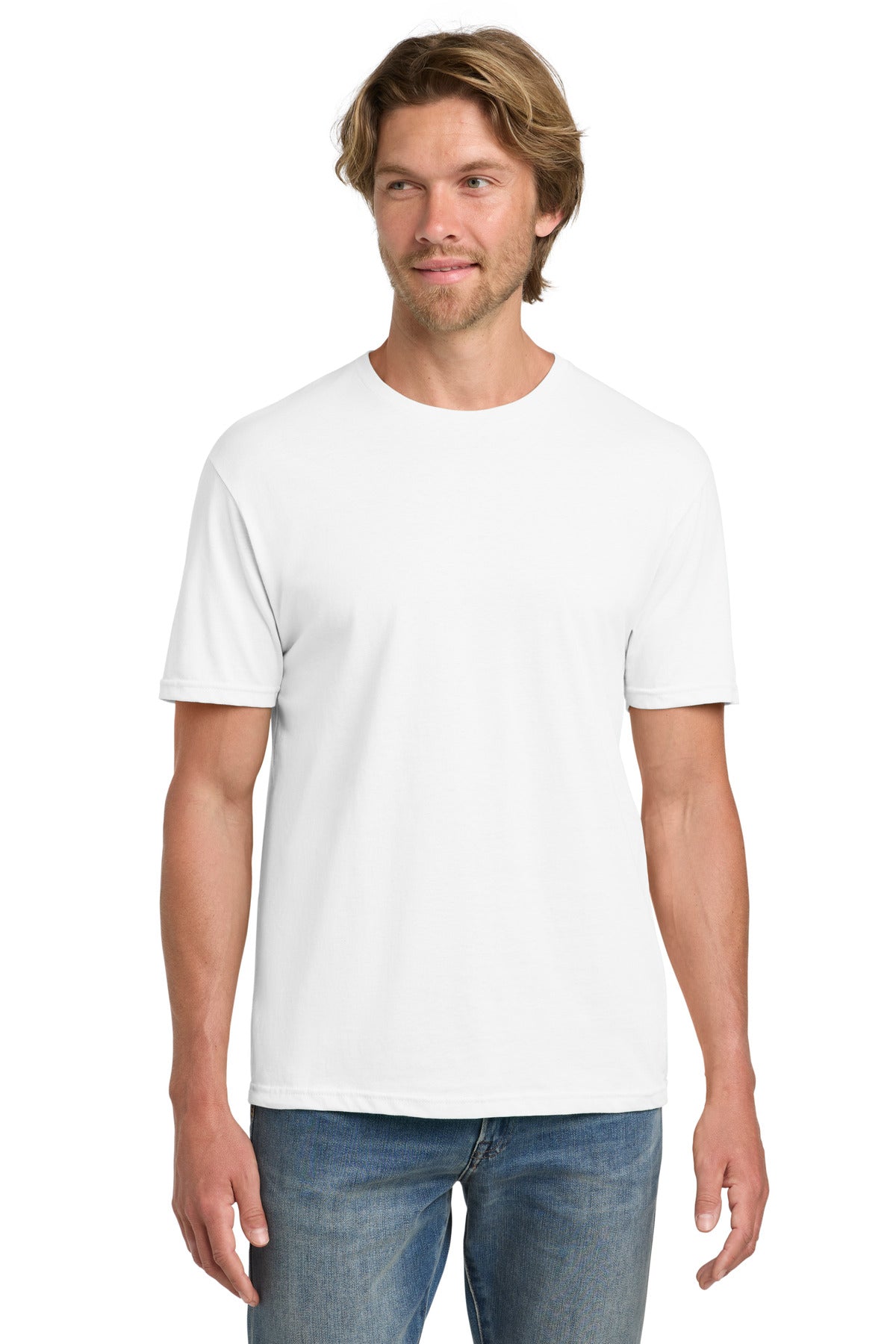 Front View of White Gildan 100% Ring Spun Cotton T-Shirt. 980 plain