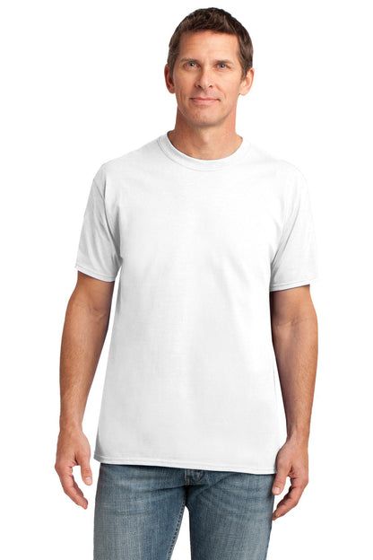 Front View of White Gildan Gildan Performance T-Shirt. 42000 plain