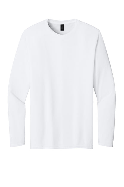 Front View of White Gildan Performance Long Sleeve T-Shirt. 42400 plain