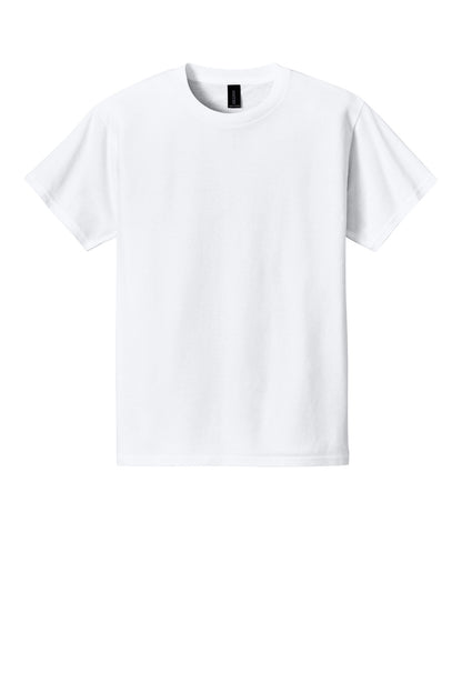 Front View of White Gildan Youth Light Cotton Tee 3000B plain