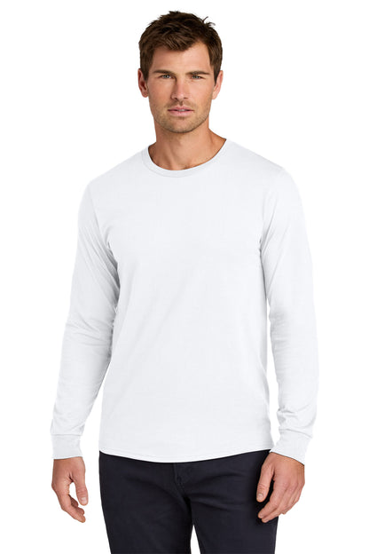 Front View of White Jerzees Classics Unisex Cotton Long Sleeve T-Shirt 363L plain
