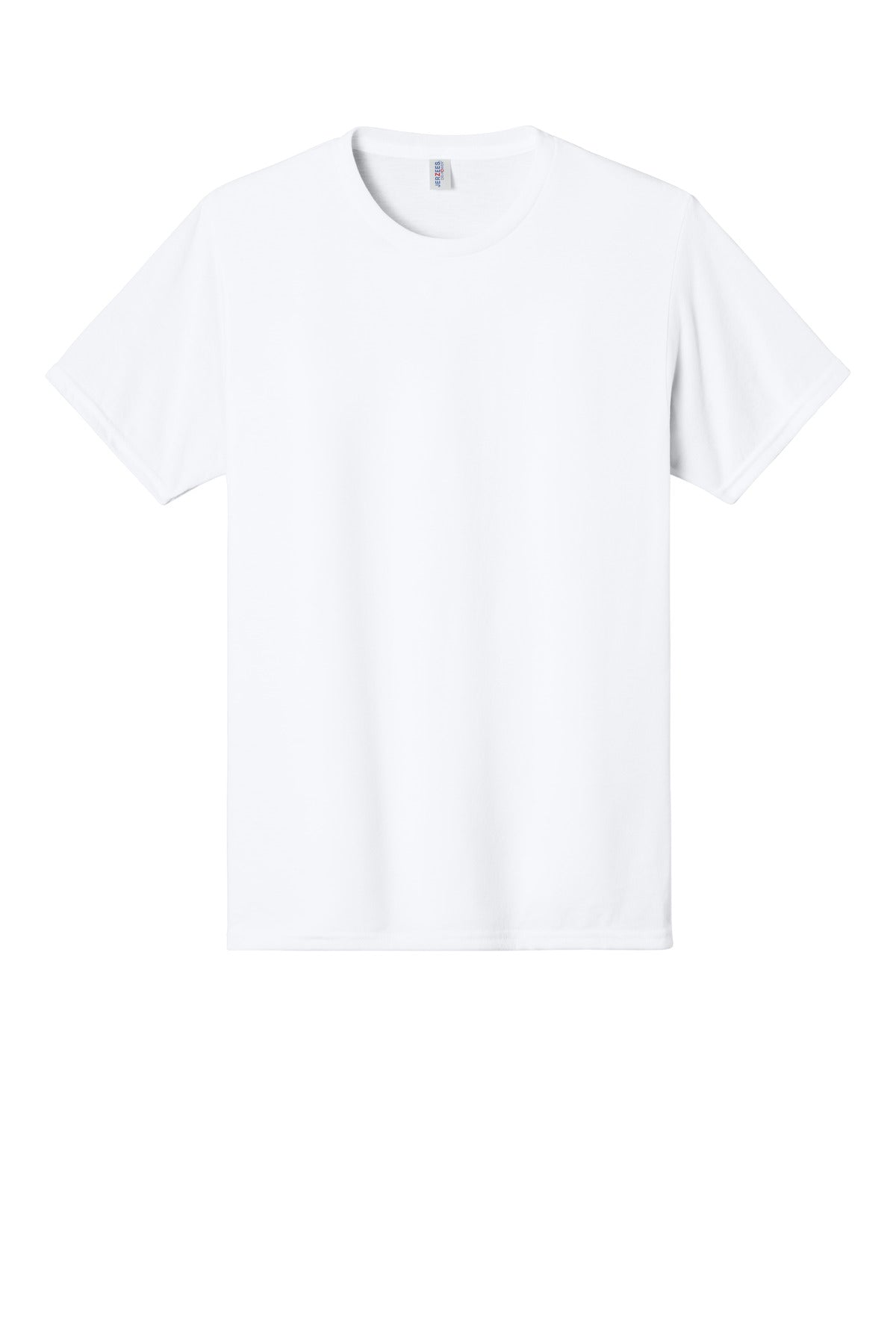 Front View of White Jerzees - Dri-Power 50/50 Cotton/Poly T-Shirt. 29M plain
